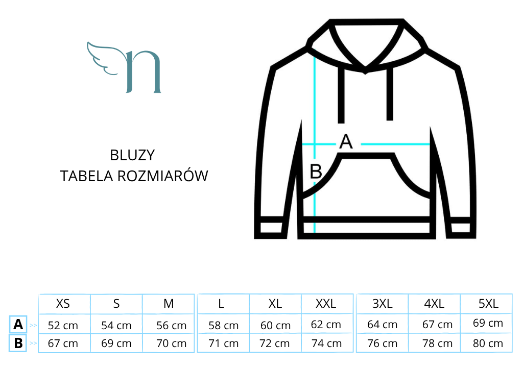 Tabela rozmiarów bluzy
